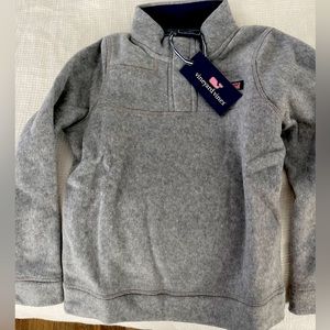 Vineyard Vines Harbor Fleece Shep Shirt in Medium Gray Heather, Boys Size 6